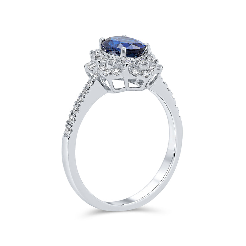 Oval Cut Blue Sapphire & Diamond Ring