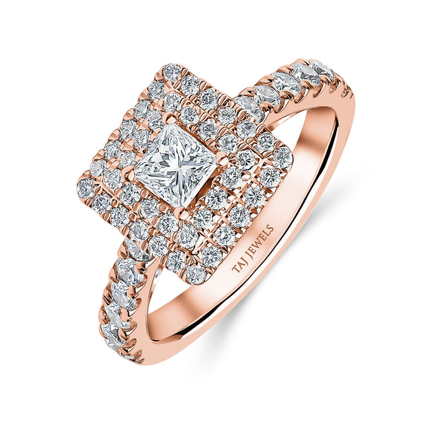 Princess Cut Double Halo Diamond Ring