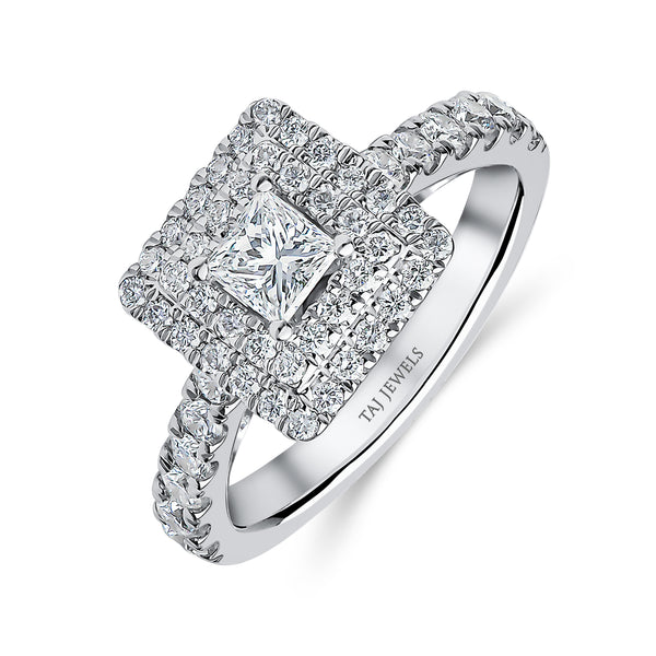 Princess Cut Double Halo Diamond Ring