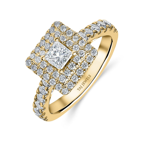 Princess Cut Double Halo Diamond Ring
