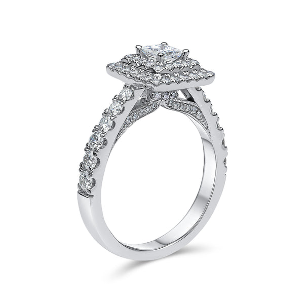 Princess Cut Double Halo Diamond Ring