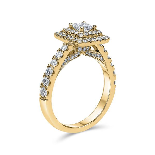 Princess Cut Double Halo Diamond Ring