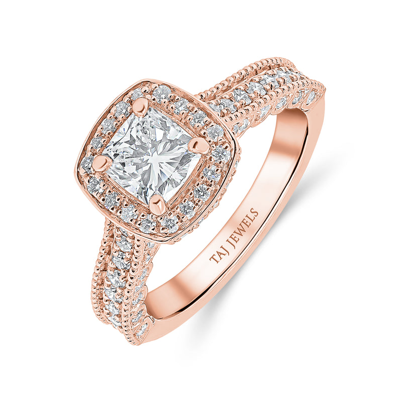 Cushion Cut & Single Halo Diamond Ring