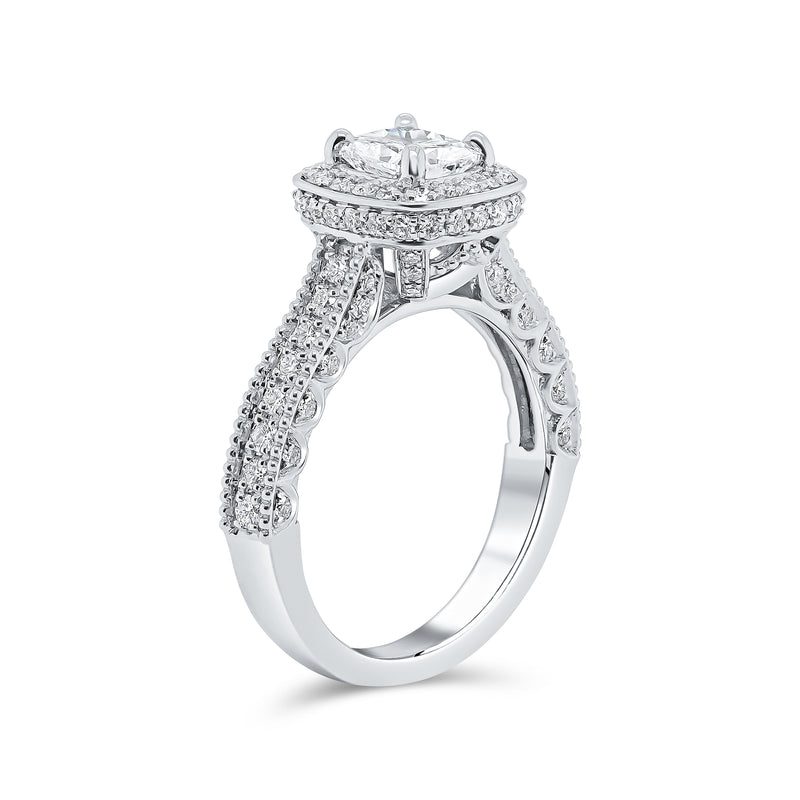 Cushion Cut & Single Halo Diamond Ring