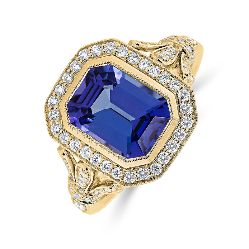 Emerald Cut Blue Sapphire Ring