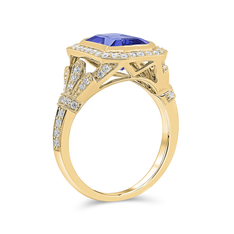 Emerald Cut Blue Sapphire Ring