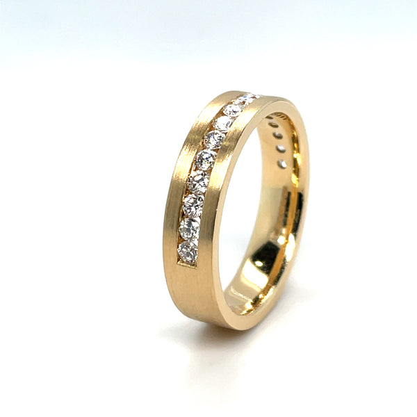 Men's Wedding Band Channel Set With Round Brilliant Diamonds