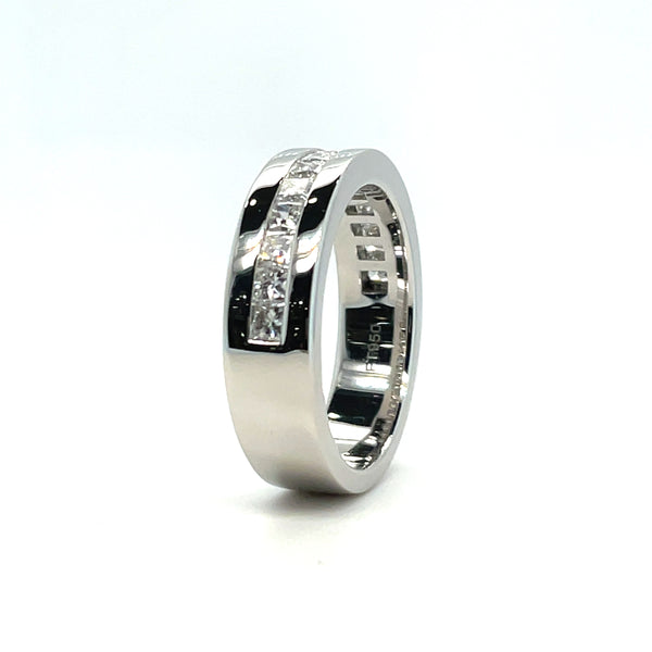 Men's Wedding Band Channel Set With Princess Cut Diamonds