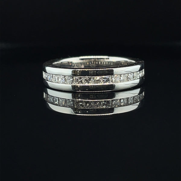 Men's Wedding Band Channel Set With Princess Cut Diamonds