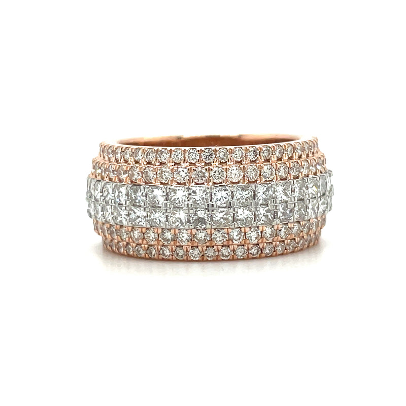 Natural 14K Rose and White Gold Gents Band - 3.08CT