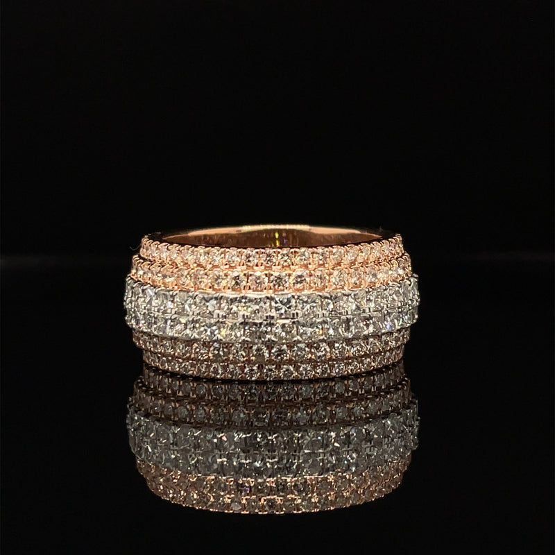 Natural 14K Rose and White Gold Gents Band - 3.08CT