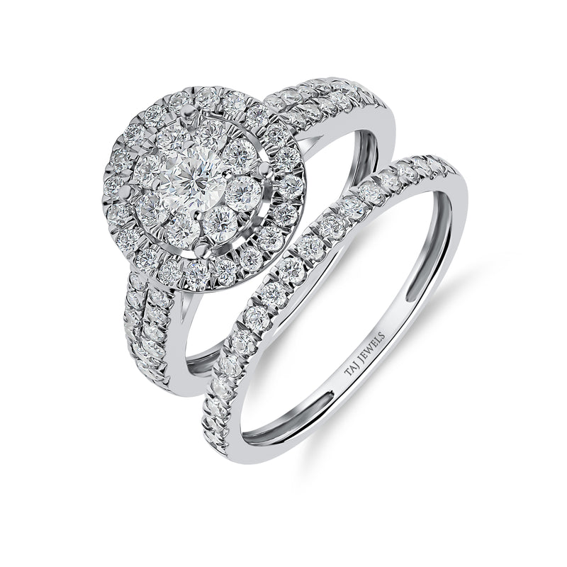 Round Brilliant Shape Single Halo Diamond Ring with Matching Band