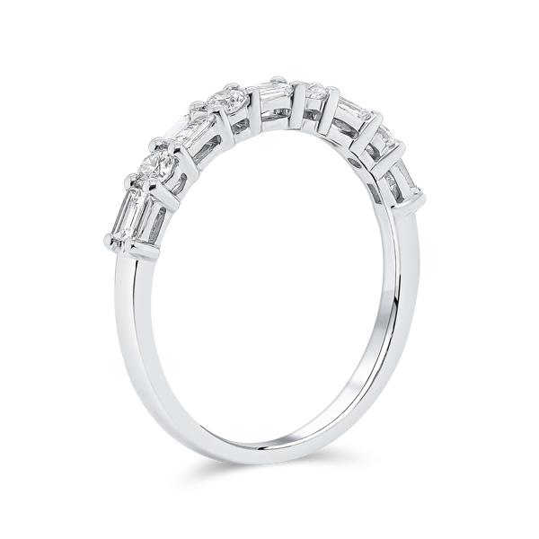 Wedding Band set in Round Brilliant and Baguette Diamonds