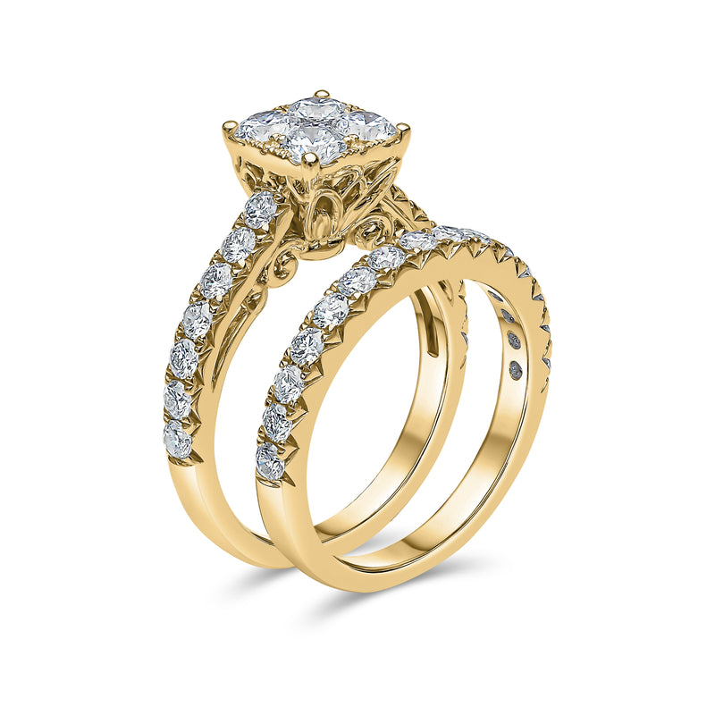 Round Brilliant Diamond Ring and Matching Band