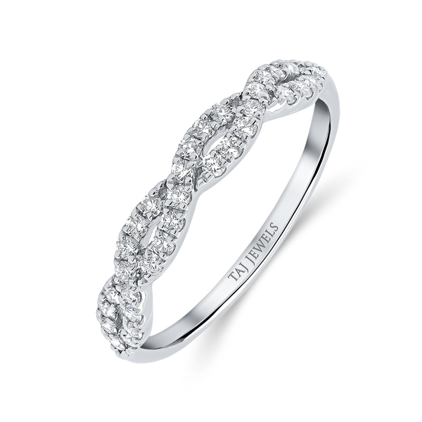 Wedding Band  Cross Over set in Round Brilliant Diamonds
