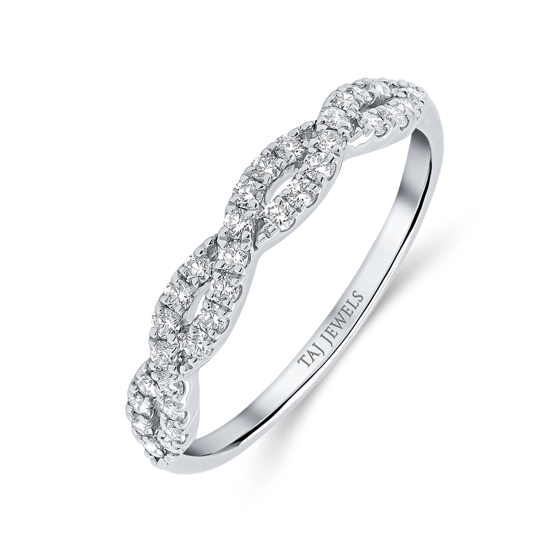 Wedding Band  Cross Over set in Round Brilliant Diamonds