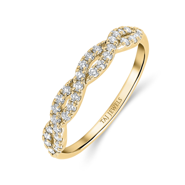 Wedding Band  Cross Over set in Round Brilliant Diamonds