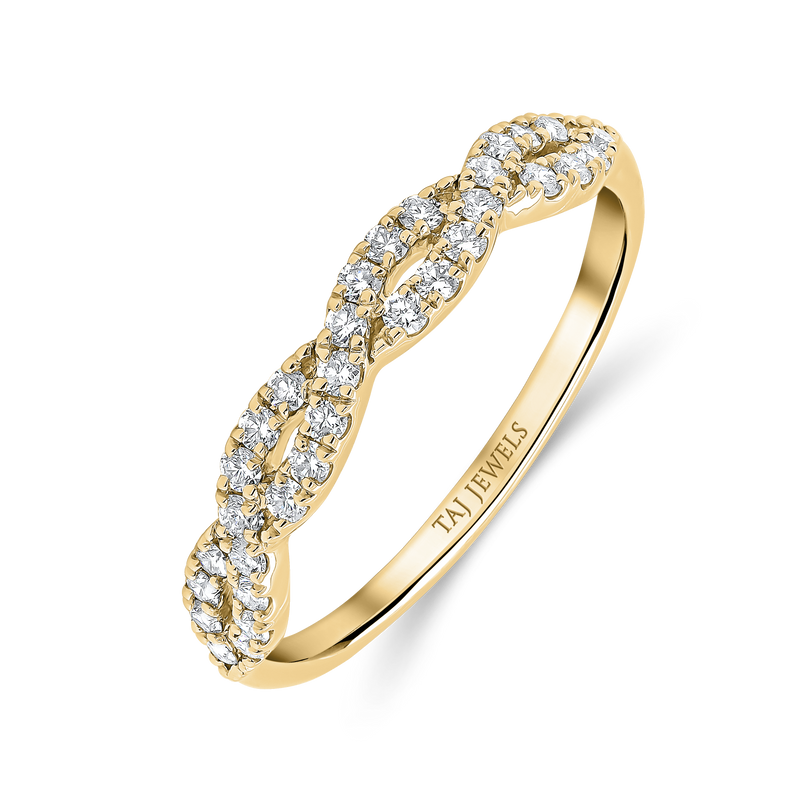 Wedding Band  Cross Over set in Round Brilliant Diamonds