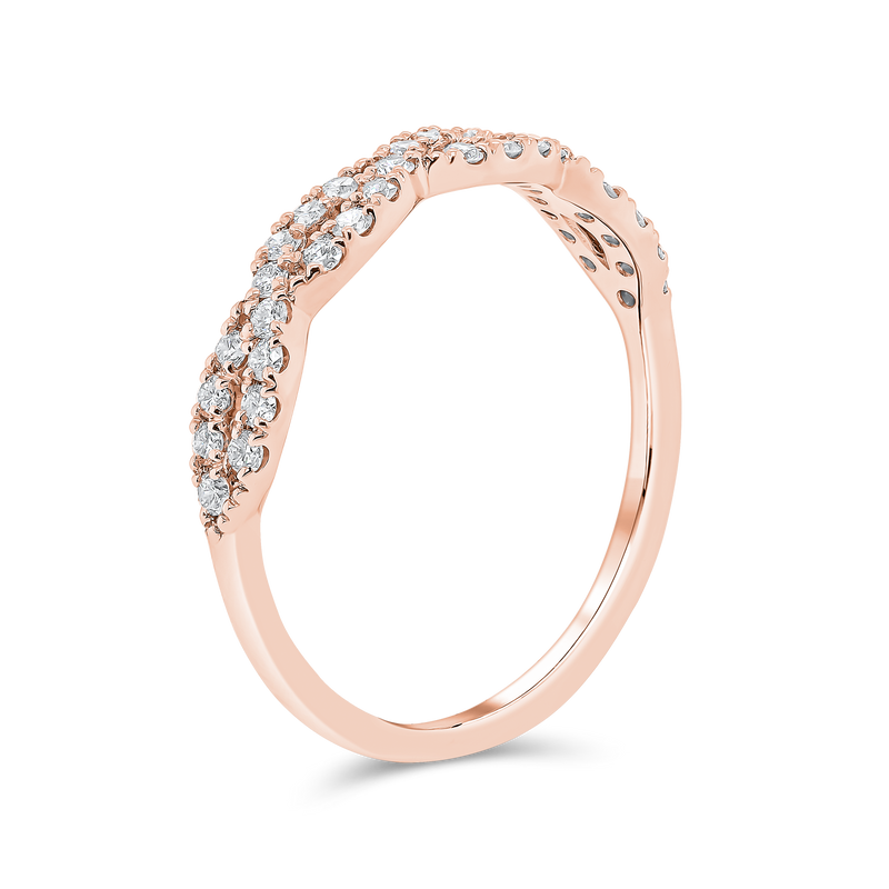 Wedding Band  Cross Over set in Round Brilliant Diamonds