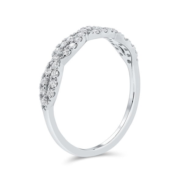 Wedding Band  Cross Over set in Round Brilliant Diamonds