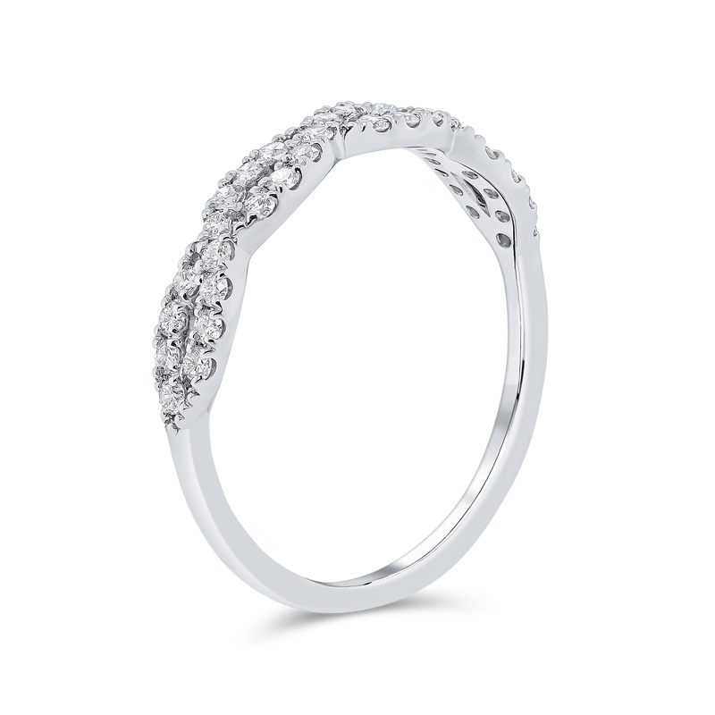 Wedding Band  Cross Over set in Round Brilliant Diamonds