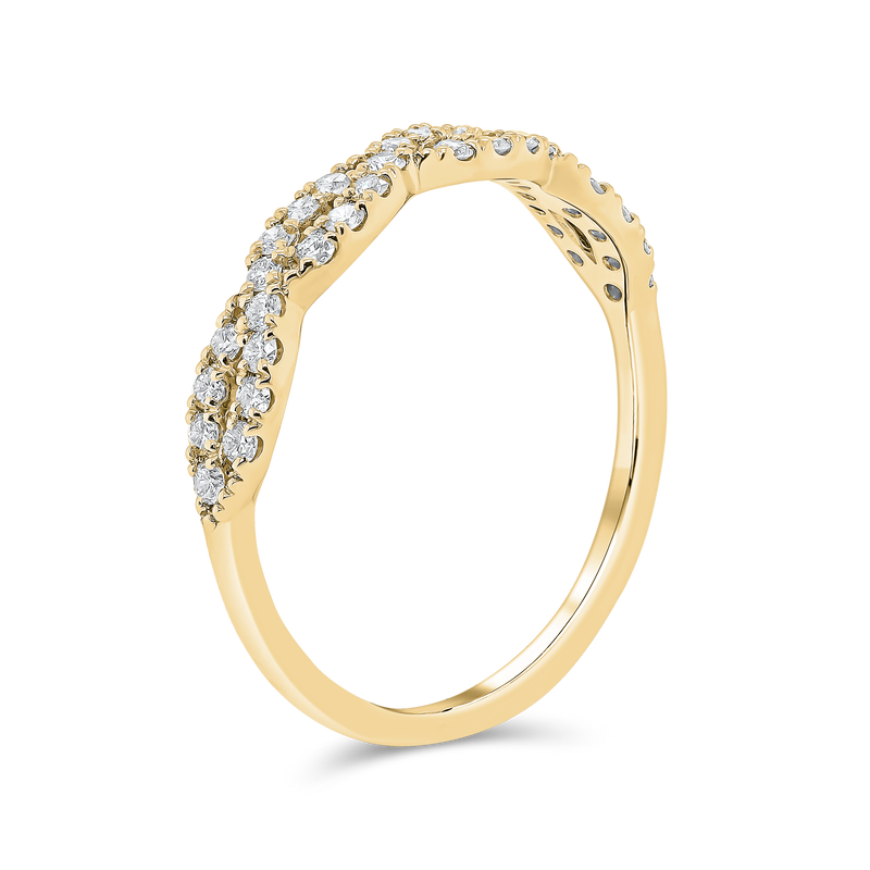 Wedding Band  Cross Over set in Round Brilliant Diamonds