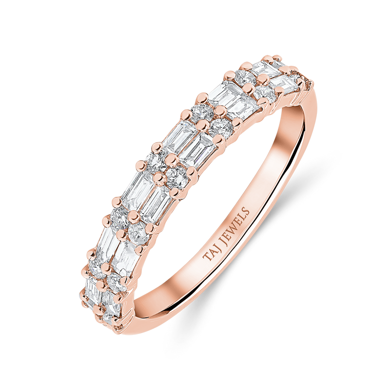 Wedding Band set in Round Brilliant and Baguette Diamonds