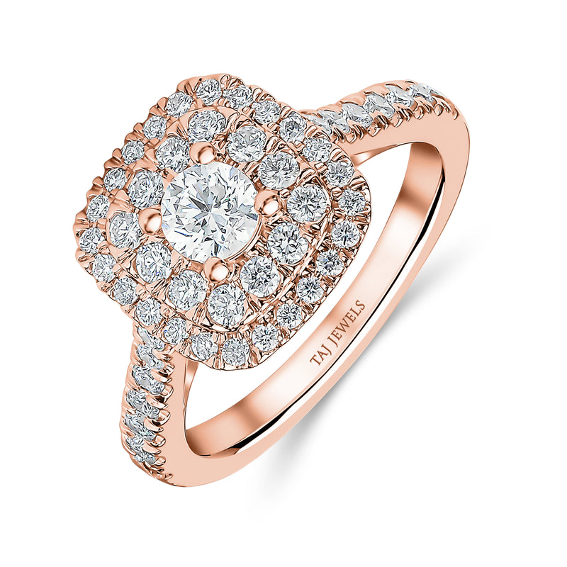 Cushion & Round Brilliant Double Halo Diamond Ring