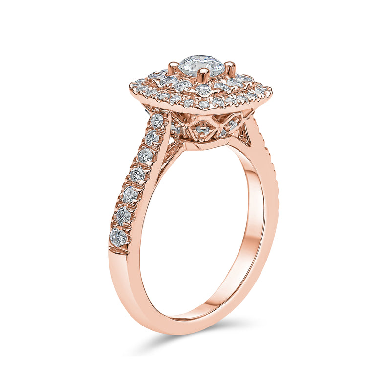 Cushion & Round Brilliant Double Halo Diamond Ring