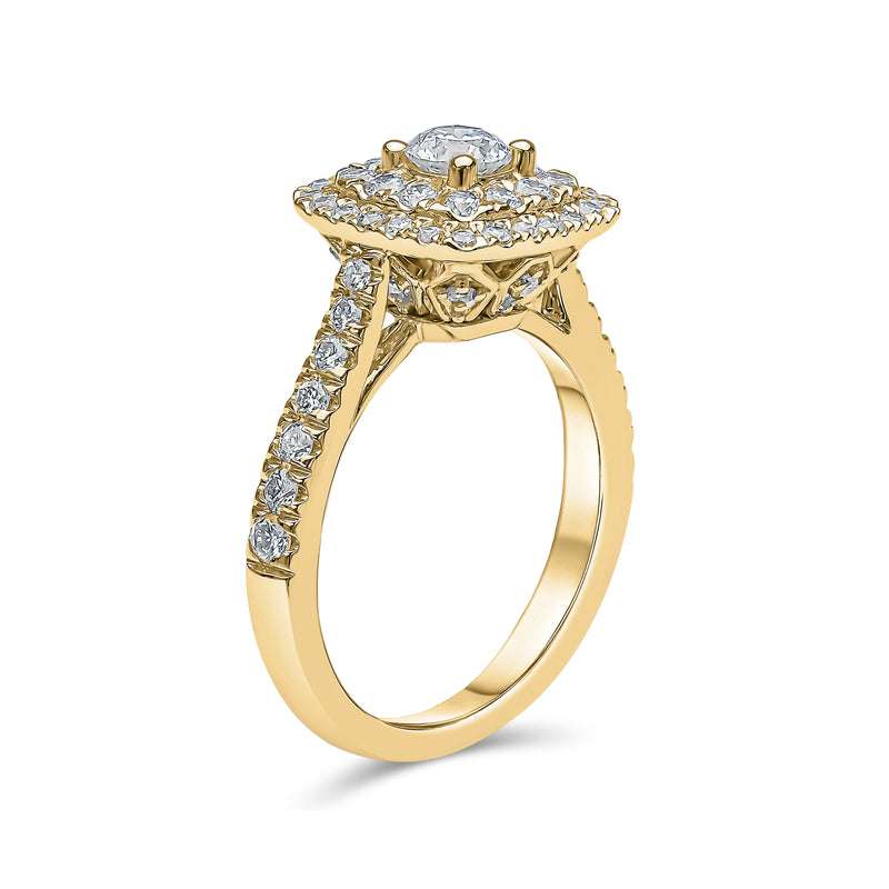Cushion & Round Brilliant Double Halo Diamond Ring