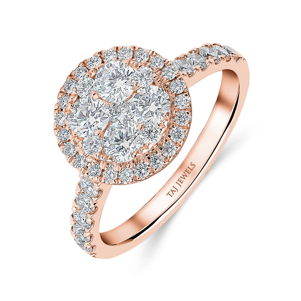 Round Brilliant Shape Single Halo Diamond Ring