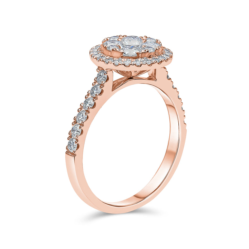 Round Brilliant Shape Single Halo Diamond Ring