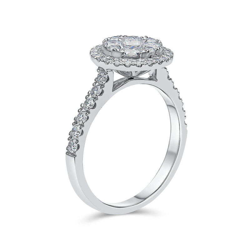 Round Brilliant Shape Single Halo Diamond Ring