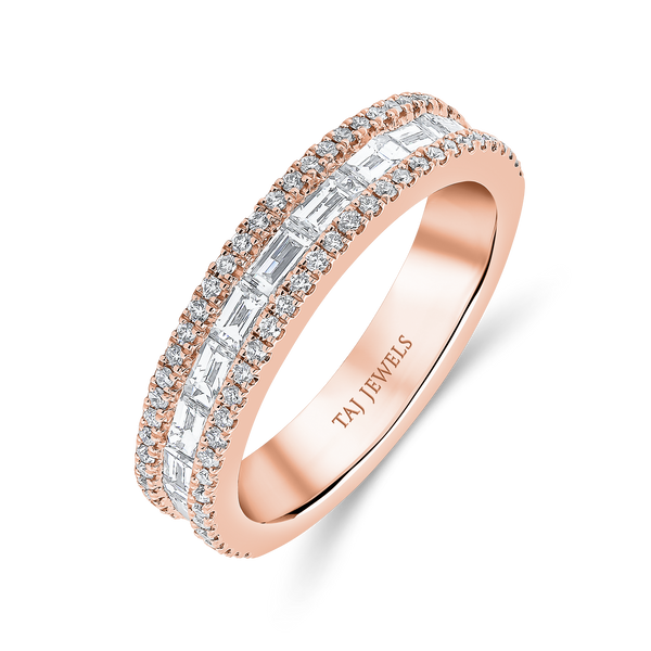 Wedding Band set in Round Brilliant and Baguette Diamonds