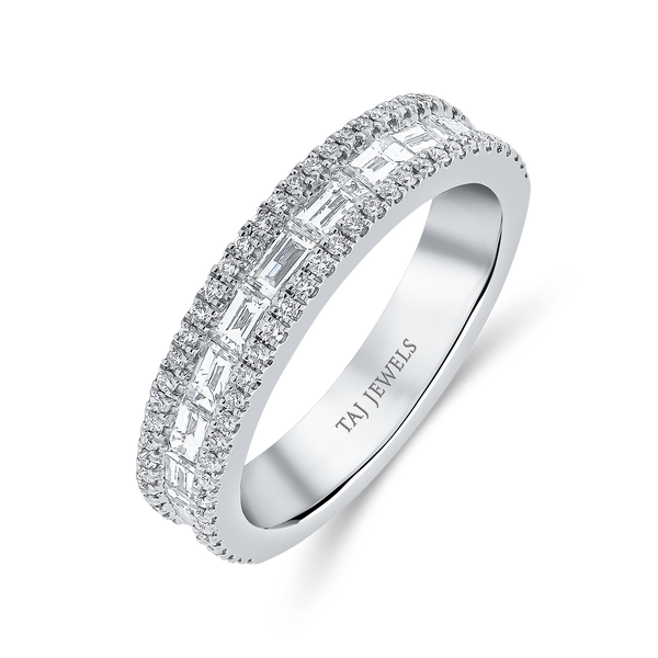 Wedding Band set in Round Brilliant and Baguette Diamonds