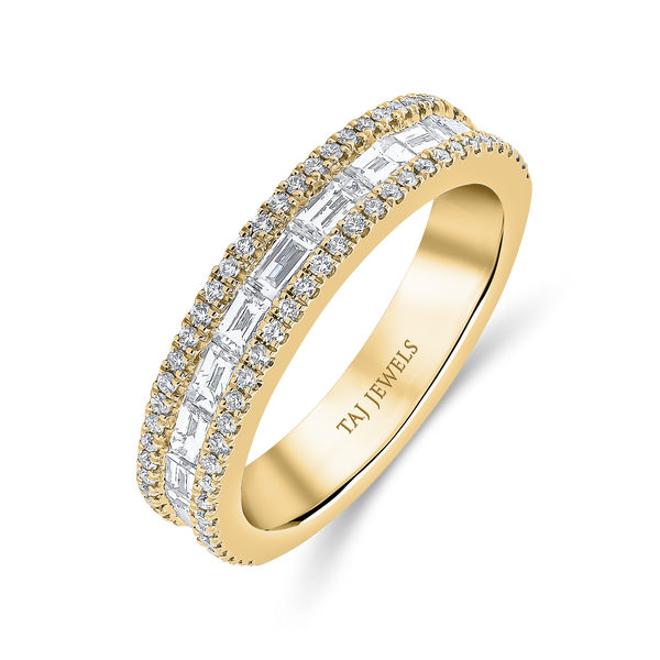 Wedding Band set in Round Brilliant and Baguette Diamonds