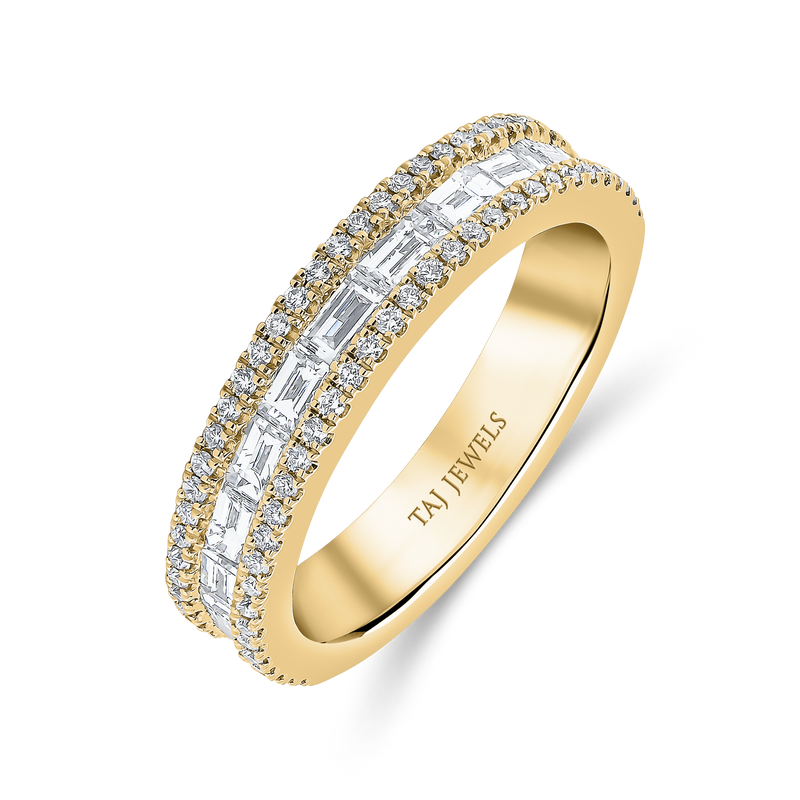Wedding Band set in Round Brilliant and Baguette Diamonds