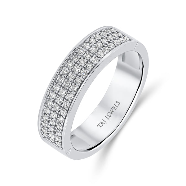 Wedding Band set in Triple Row Round Brilliant Diamonds