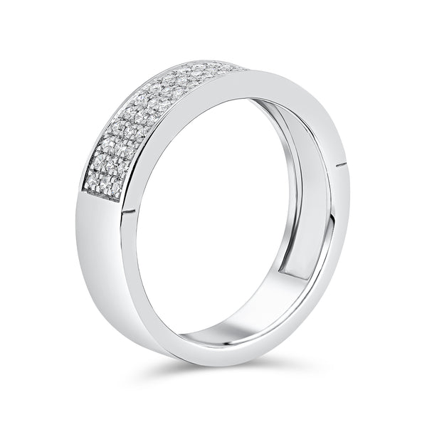 Wedding Band set in Triple Row Round Brilliant Diamonds