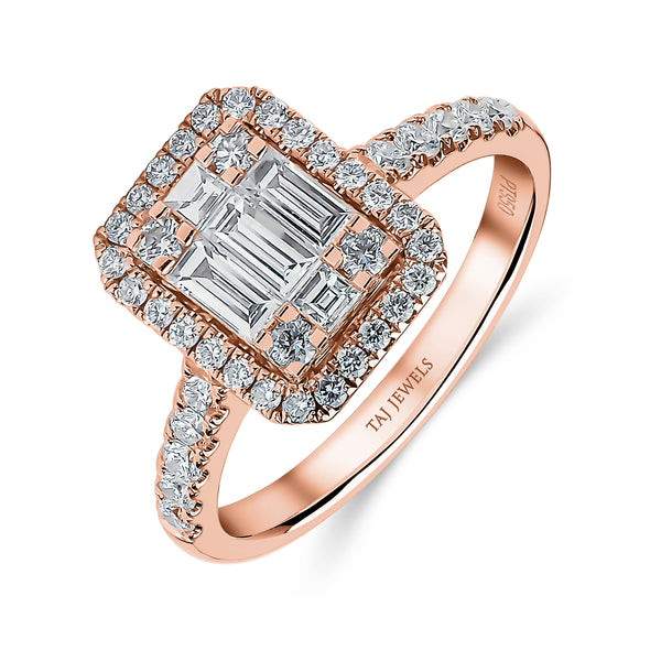 Radiant Shape Single Halo Diamond Ring