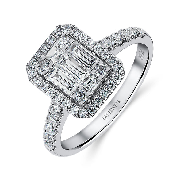 Radiant Shape Single Halo Diamond Ring