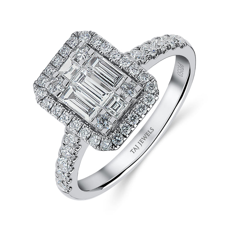 Radiant Shape Single Halo Diamond Ring