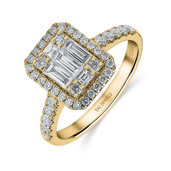 Radiant Shape Single Halo Diamond Ring