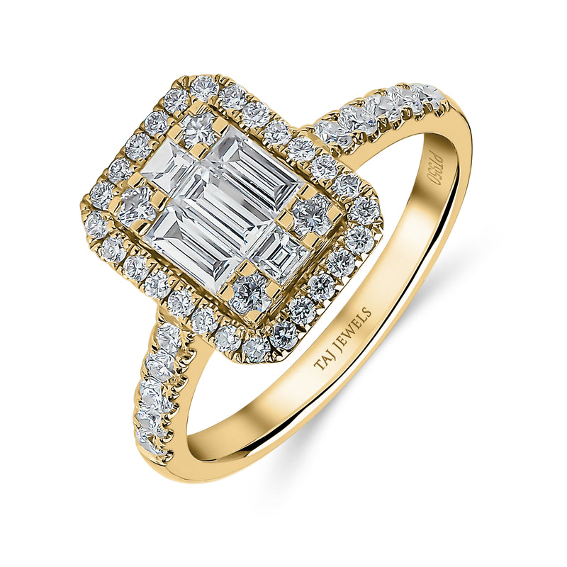 Radiant Shape Single Halo Diamond Ring