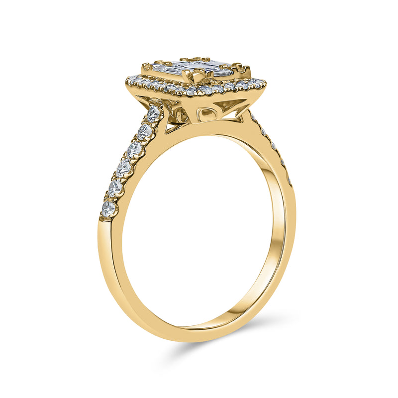 Radiant Shape Single Halo Diamond Ring