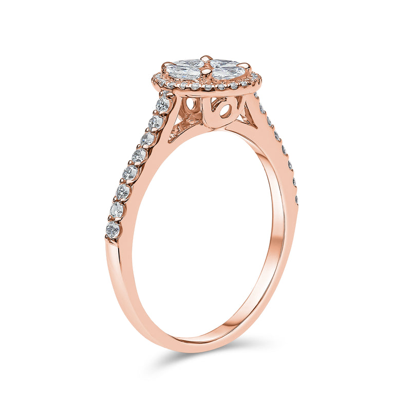 Round Brilliant Cluster Halo Diamond Ring