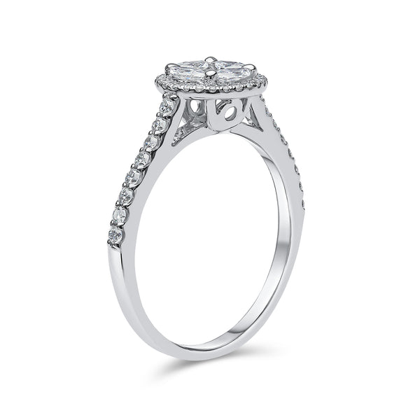 Round Brilliant Cluster Halo Diamond Ring