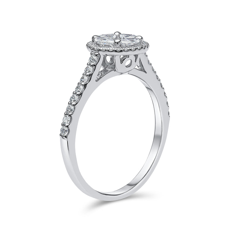 Round Brilliant Cluster Halo Diamond Ring