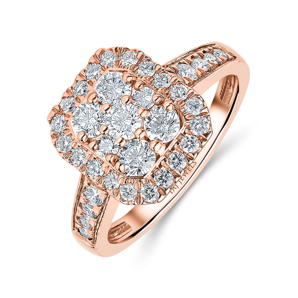 Radiant Shape Single Halo Diamond Ring