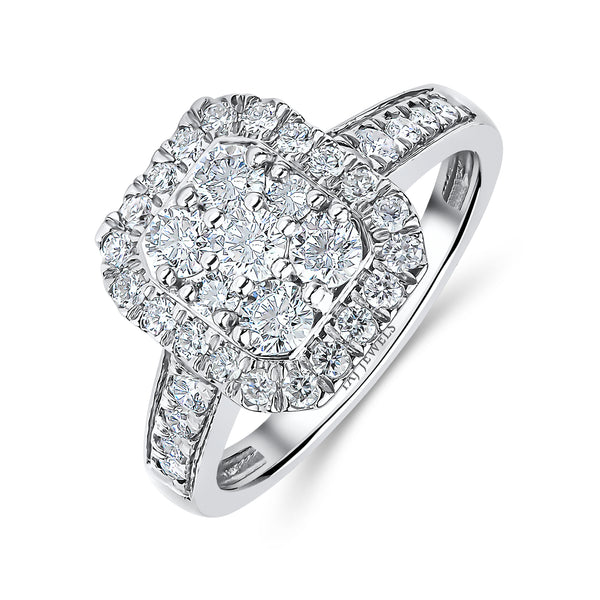 Radiant Shape Single Halo Diamond Ring